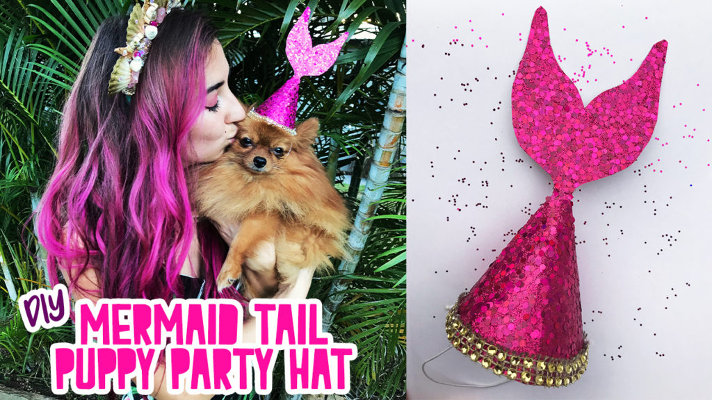 Learn how to make this adorable mermaid party hat for your puppy or baby! Free template download!