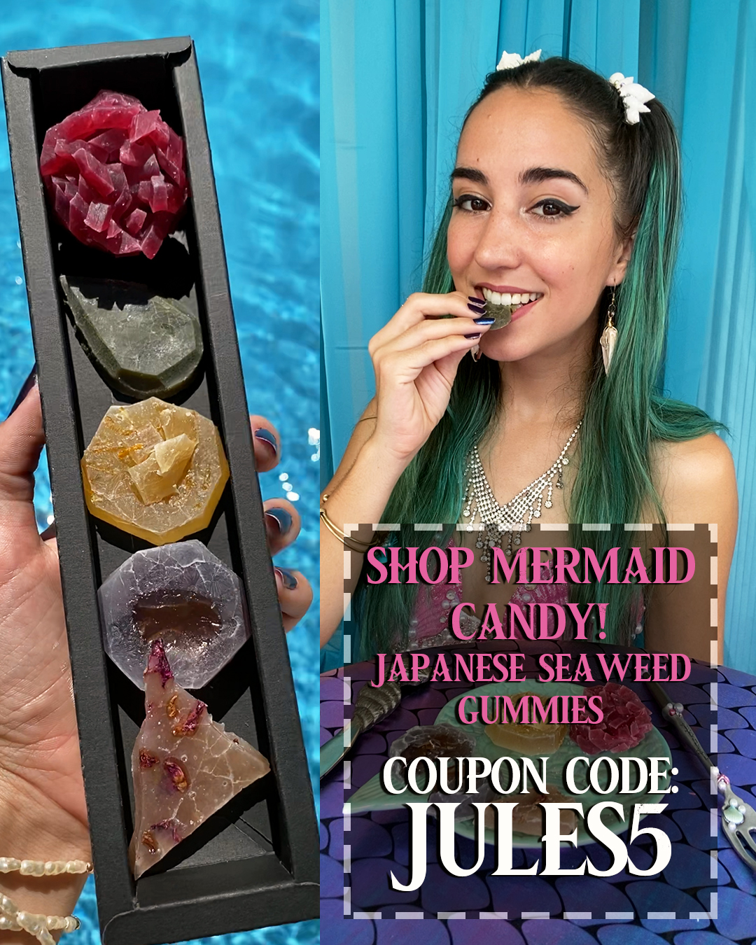 Misaky Tokyo discount code for 5% discount on vegan, gluten-free crystal treats: JULES5