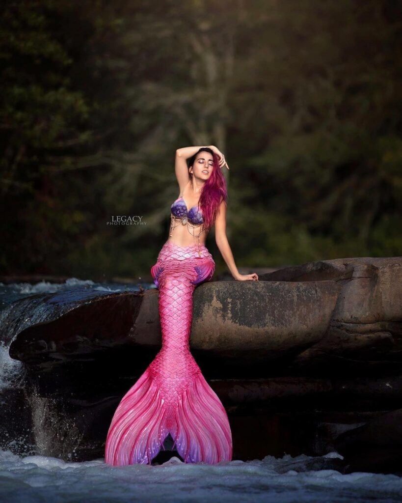 Mermaid Jules in her pink silicone mermaid tail