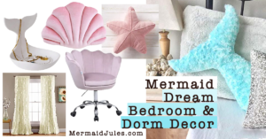 Mermaid Bedroom & Dream Dorm Decor idea list, featuring nautical home goods from Amazon