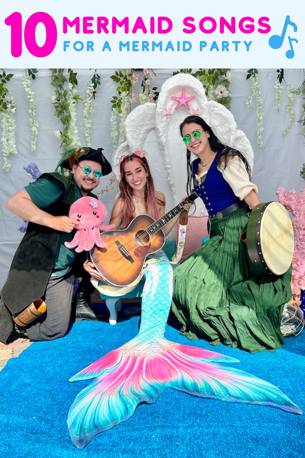The best mermaid songs & music for your mermaid party! Mermaid Jules take the guitar in a band of bards.