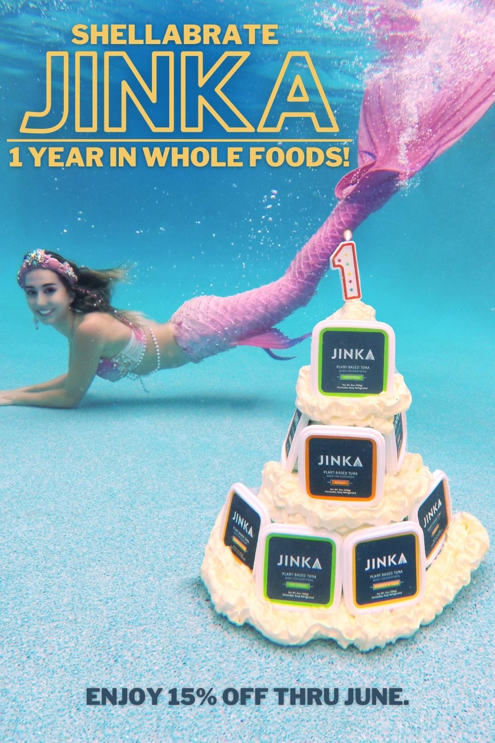 Mermaid Jules Shellabrates JINKA's one year anniversary in Whole Foods!