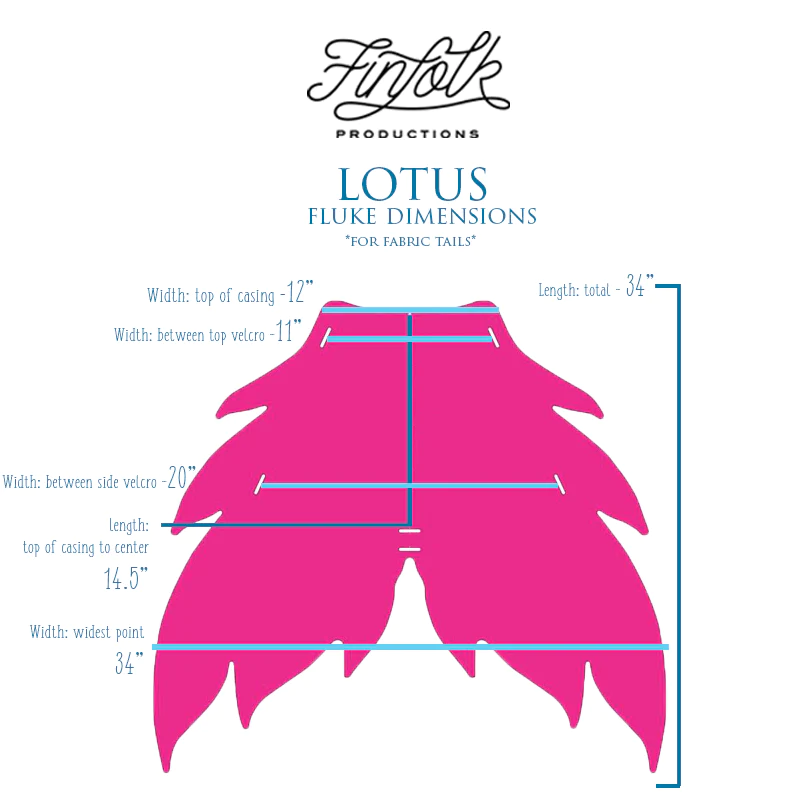 Finfolk fabric mermaid tail lotus fluke dimensions