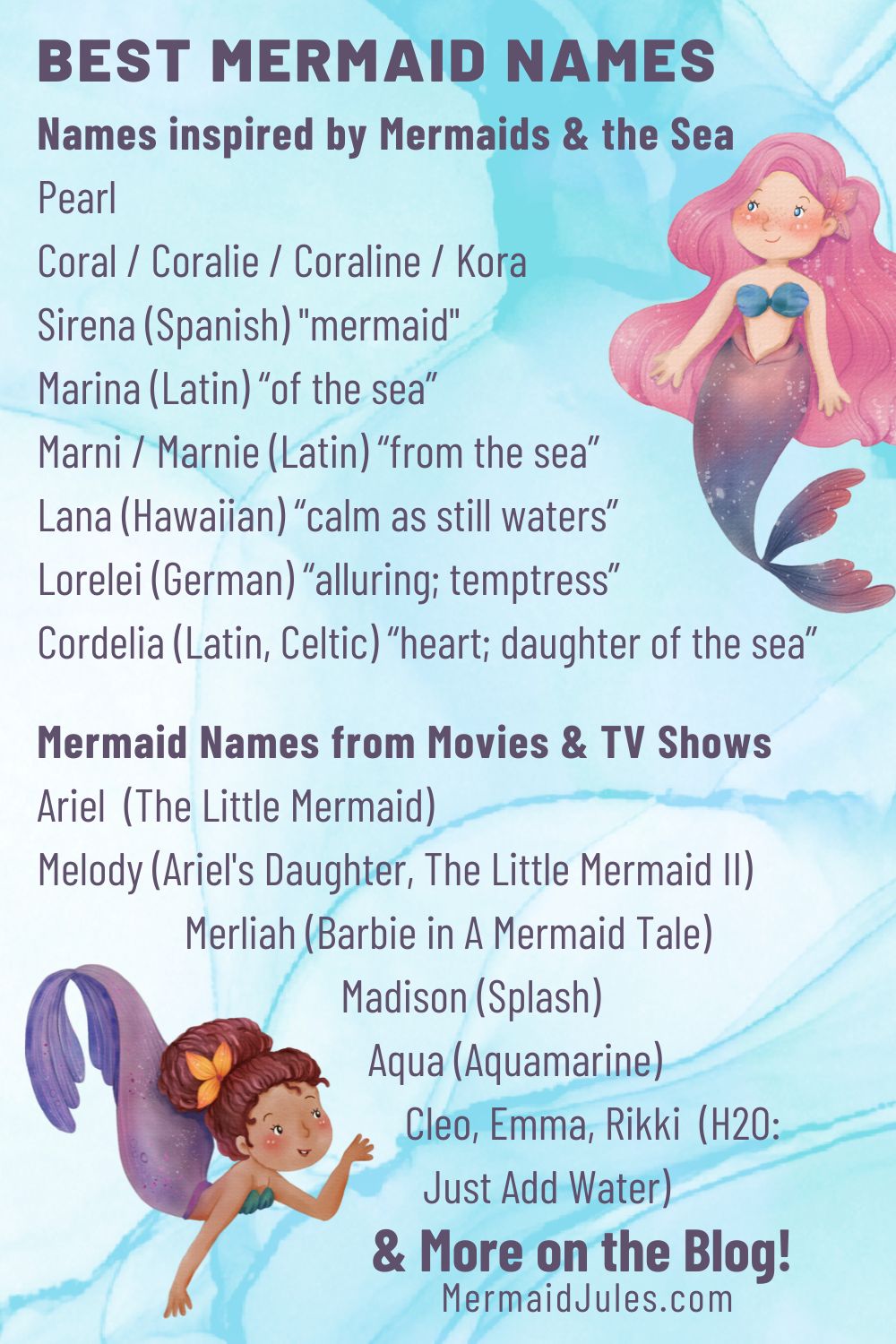 Best Mermaid Names related to water