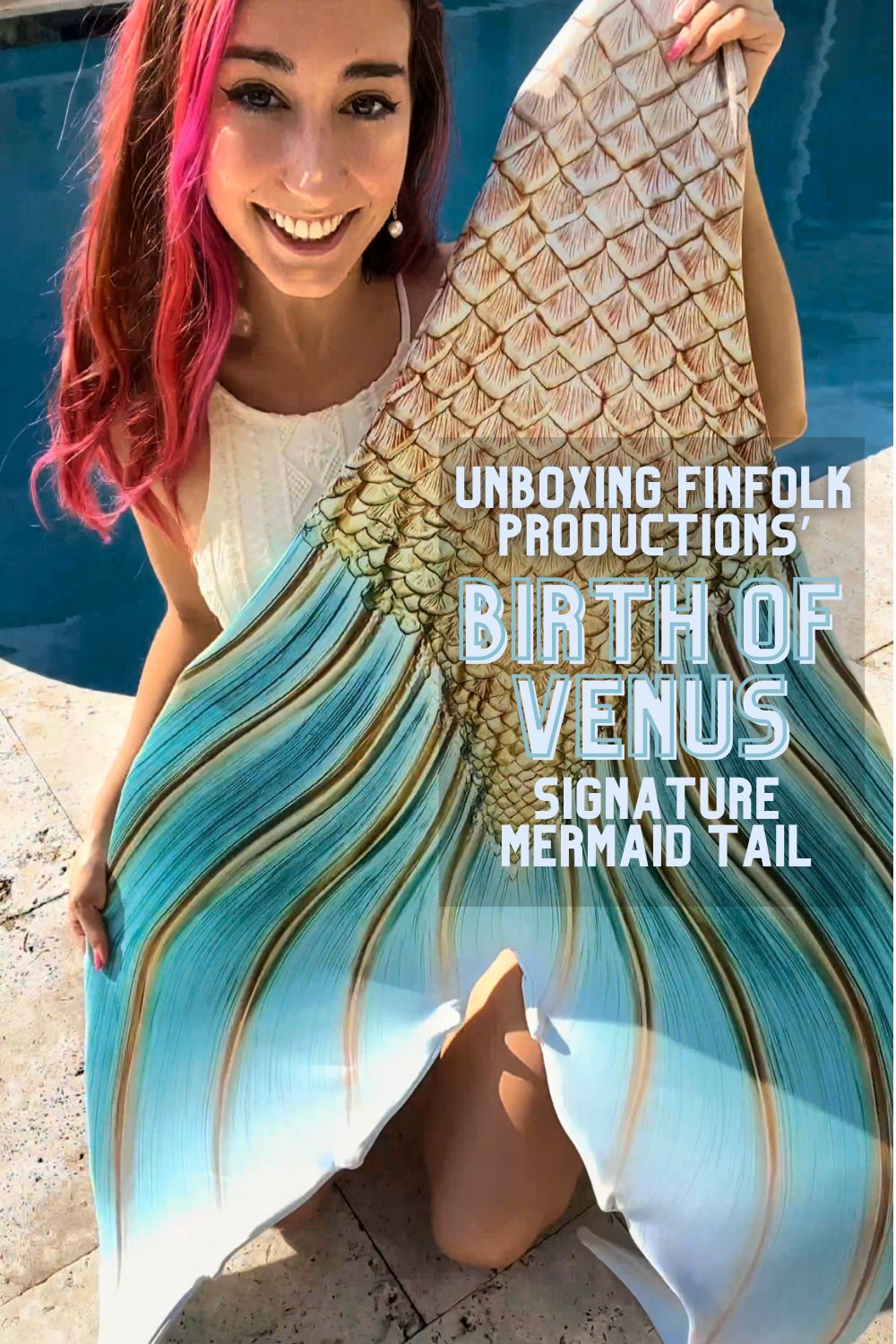 Birth of Venus Mermaid tail by Finfolk Productions - Ambassador Mermaid Jules unboxes this tail in a video and tries it on!