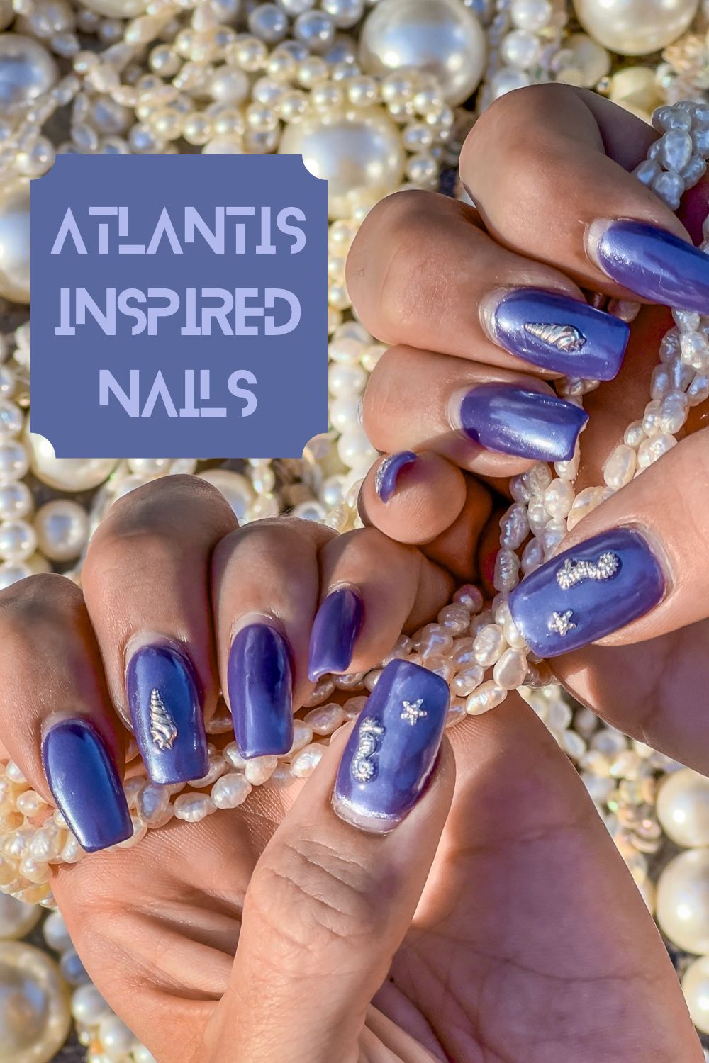 Atlantis Nails - Purple with silver ocean nail charms