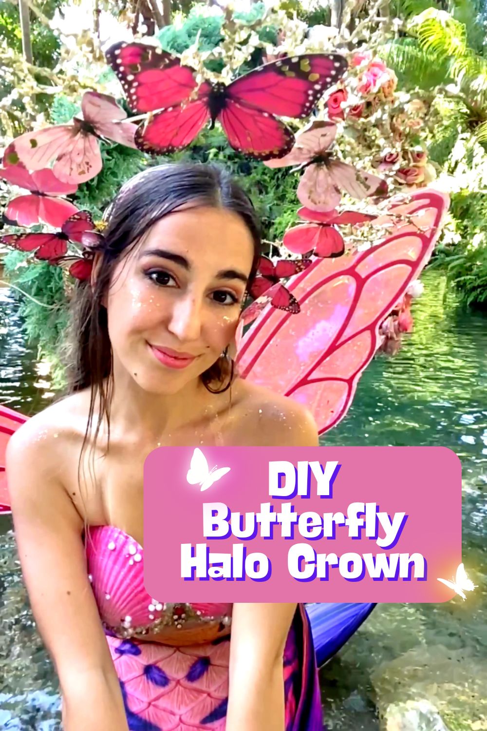 Pink Butterfly Halo Crown DIY for Fairy Princess Costume