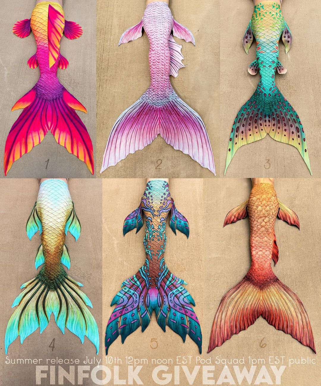 Finfolk Productions Summer 2021 Fabric Mermaid Tails for Sale