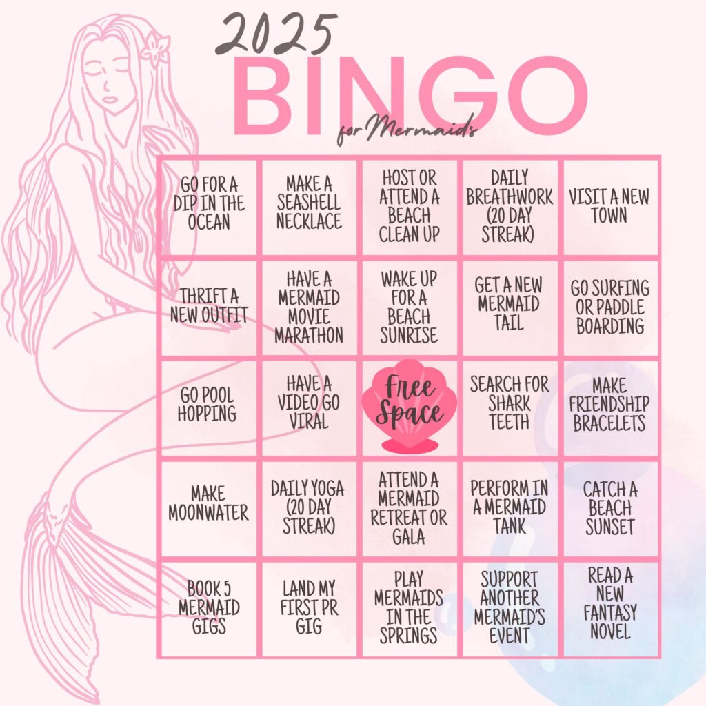 2025 Mermaid Bingo New Year Resolutions and Goals