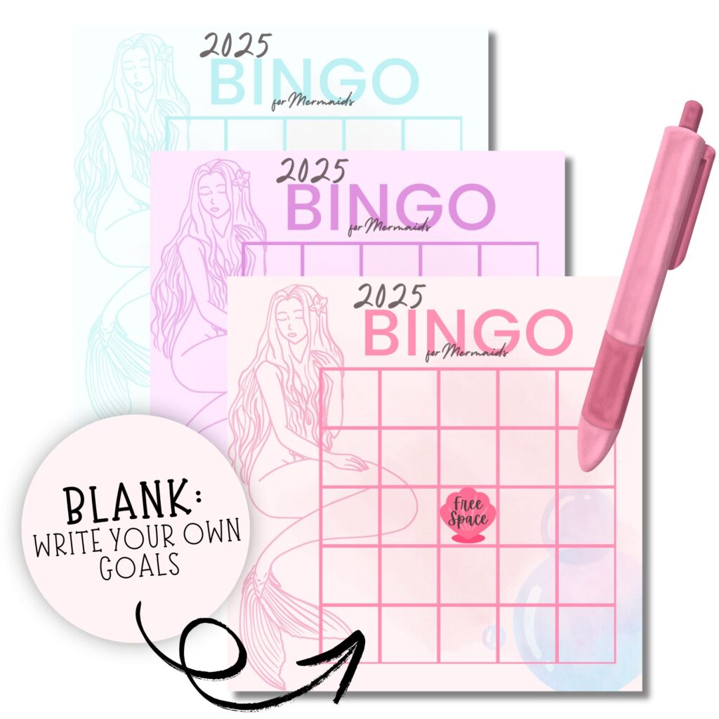 Blank Mermaid Bingo New Year Card - Printable