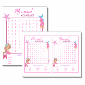 Word Finder Mer Mermaid Word Search FREE Download - Printable Party Activity - Mermaid ...