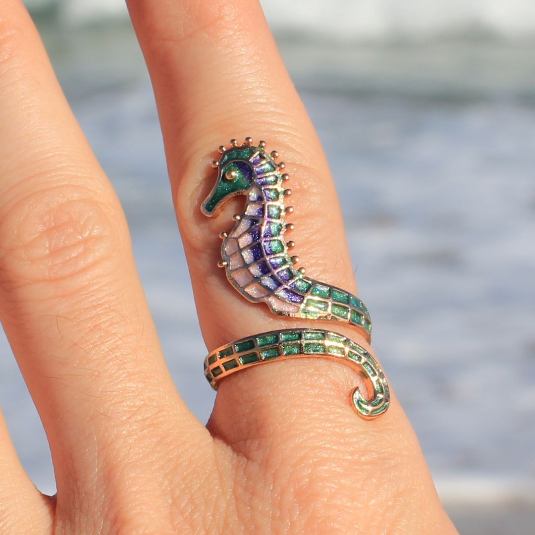 Green Seahorse Ring