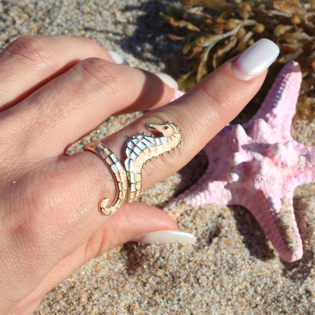 Tan Seahorse Ring